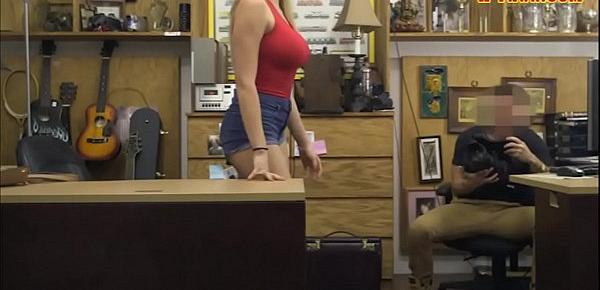  Booby blonde babe pounded by pawn man